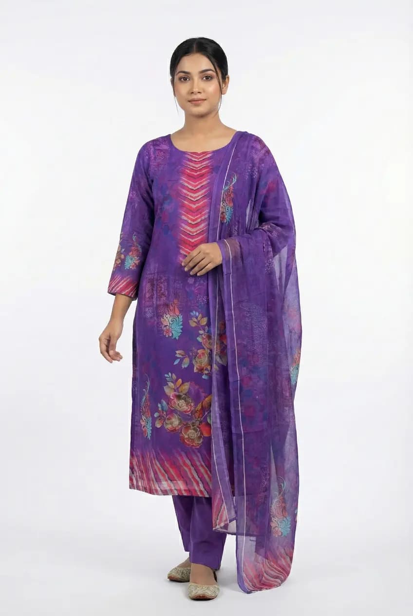 Exclusive Royal Purple All-Over Sequence Work Three-Piece